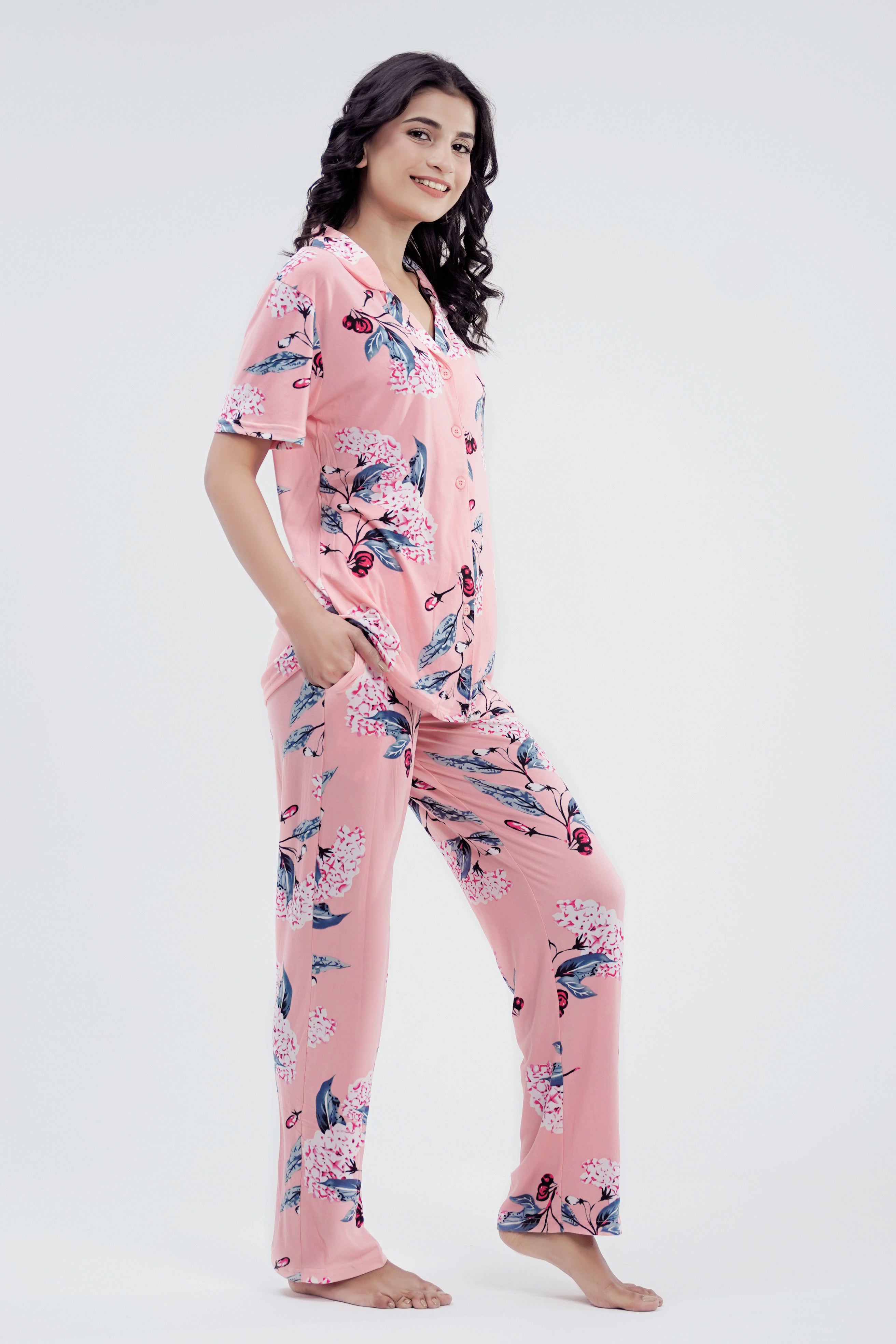 Cotton 2 Pcs PJ Set - Peach