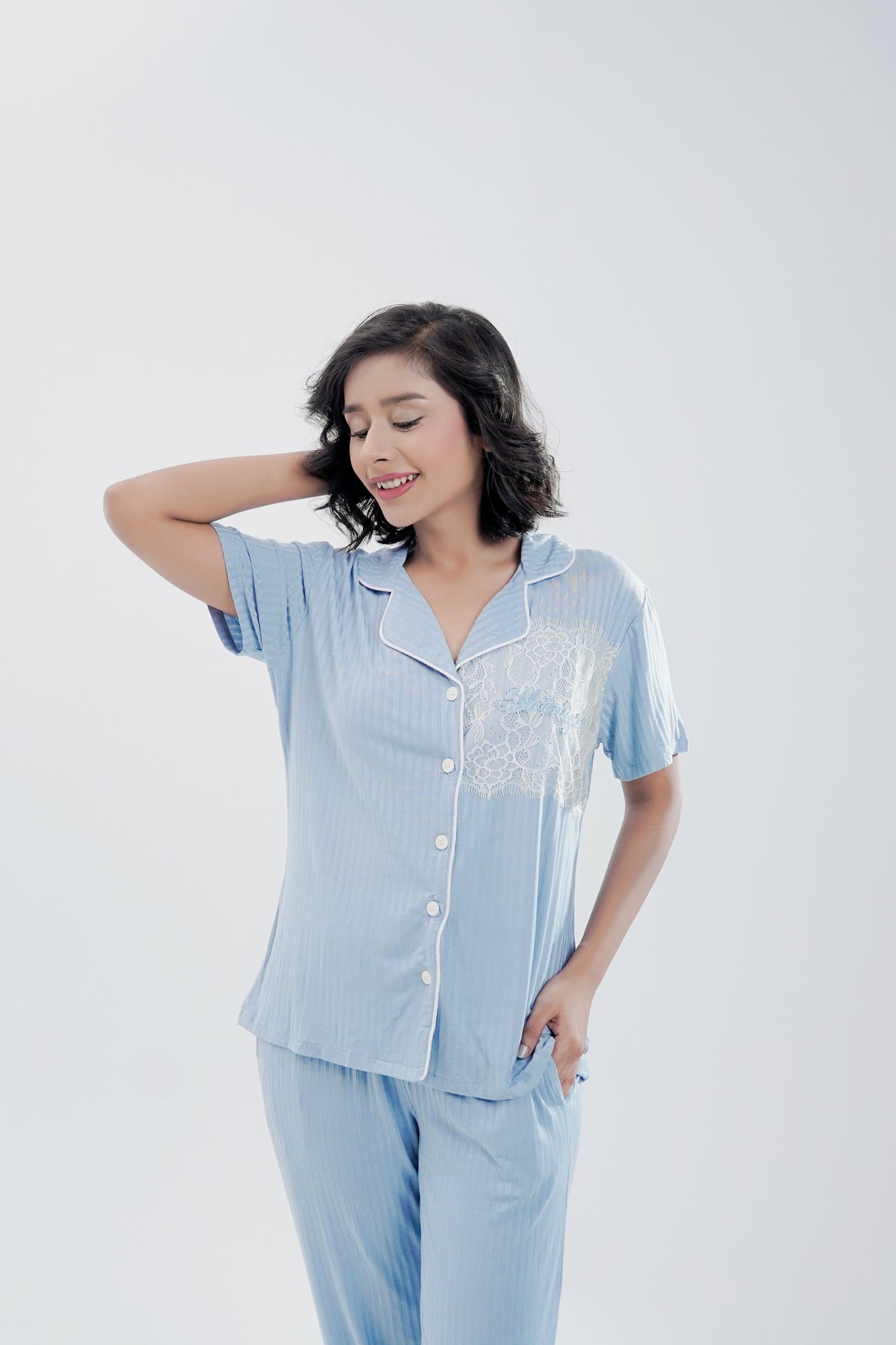 Cotton 2 Pcs PJ Set - Blue