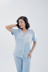 Cotton 2 Pcs PJ Set - Blue