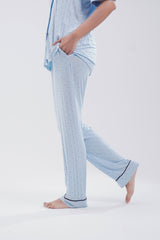 Cotton 2 Pcs PJ Set - Blue