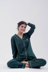 Cotton Solid 2 Pcs PJ Set - Green